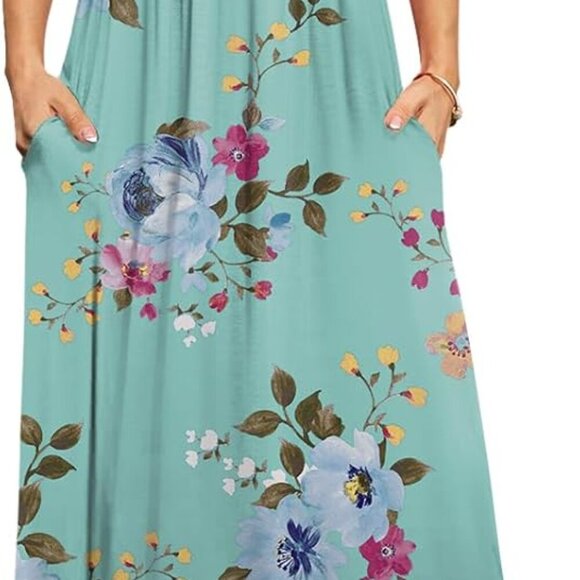 Womens 2025 Summer Maxi Dresses Casual Short Sleeve Empire Waist Spring Long Dre - Picture 2 of 4